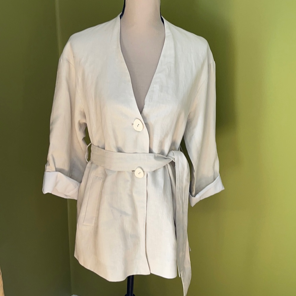 Zara Cream Lightweight Belted Jacket